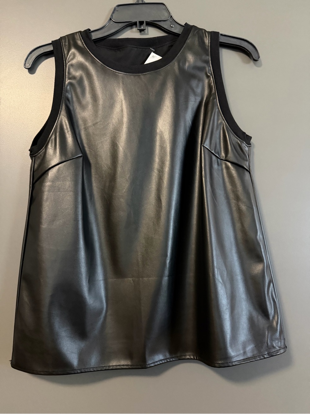 Black Faux Leather Sleeveless Top